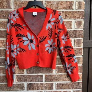 Cabi bloom Women's Orange Floral Cardigan